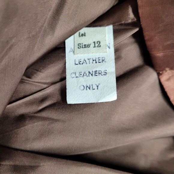 Vtg 70's Womens Leather Trench Coat Cowgirl Western Contrast Stitching Brown S - Picture 10 of 11